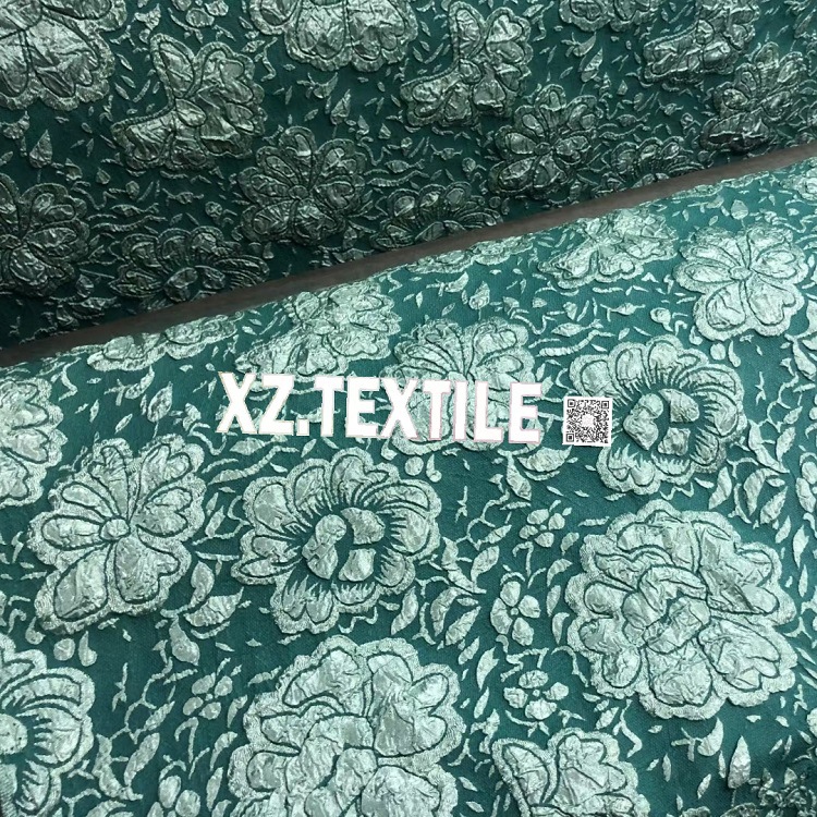 泡泡皱压花  向日葵立体提花 时尚秋冬 女装 复古抽象 裙装面料