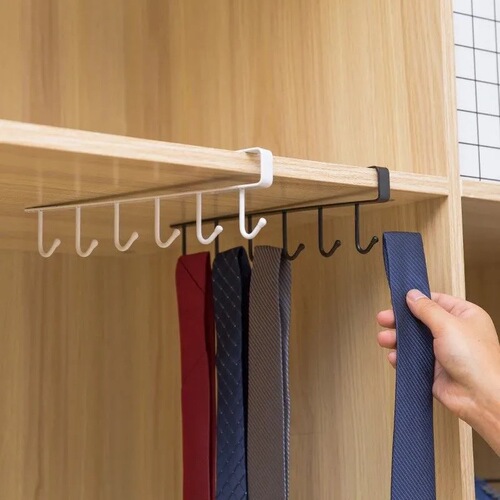 Multi-function kitchen iron hook multi-row cabinet storage rack six-row hook wardrobe six-row hook organization rack