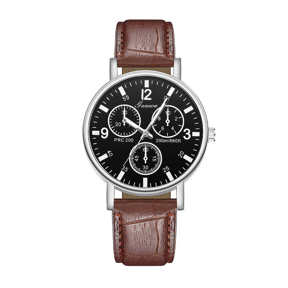 Quartz men's watch, classic style, PU strap, 38 mm dial