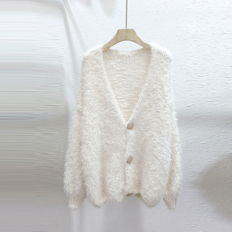 Women's Furry Sweater Coat Autumn 2025 New Knitted Cardigan for Women, Casual and Thick for Fall and Winter