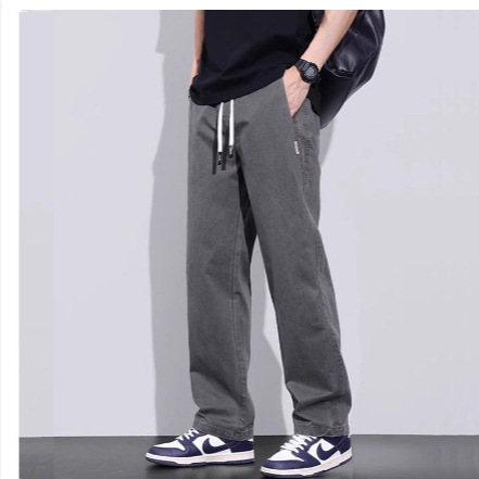 Men's Casual Trousers Fashion Minimalist Cool Work Pants Spring Summer American Streetwear Loose Plus Size Straight Leg Pants for Youth