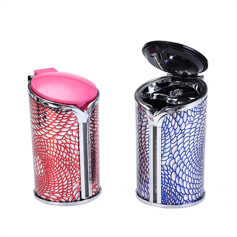 Plastic Car Ashtray LED Lamp with Cover Ashtray