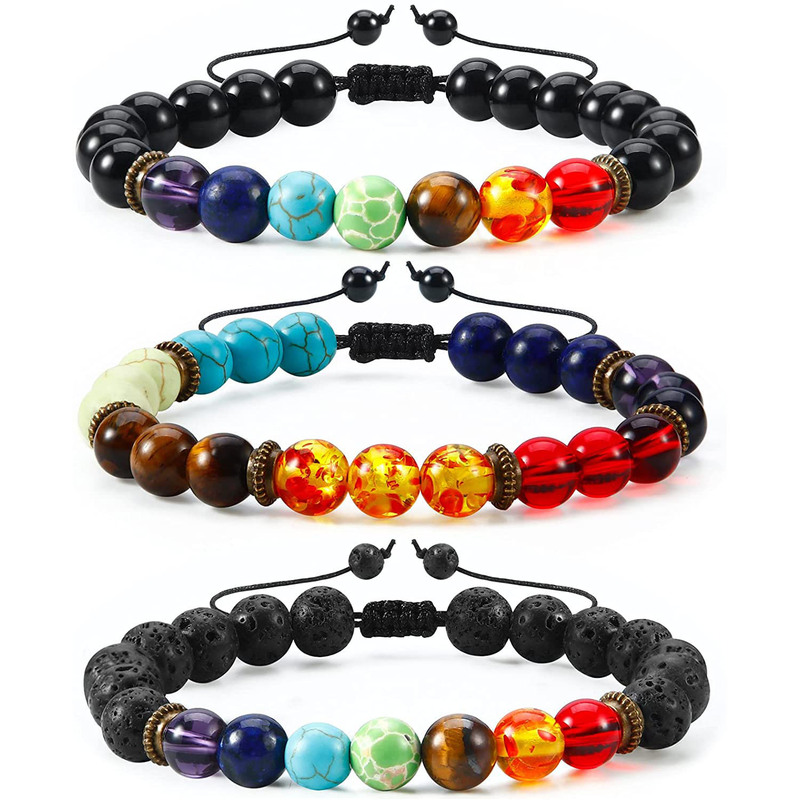 Colorful Woven Bracelet Yoga Handmade Luminous Bracelet Natural 8mm Beaded Adjustable Volcanic Stone Bracelet Colorful Woven Bracelet Yoga Handmade Luminous Bracelet Natural 8mm Beaded Adjustable Volcanic Stone Bracelet
