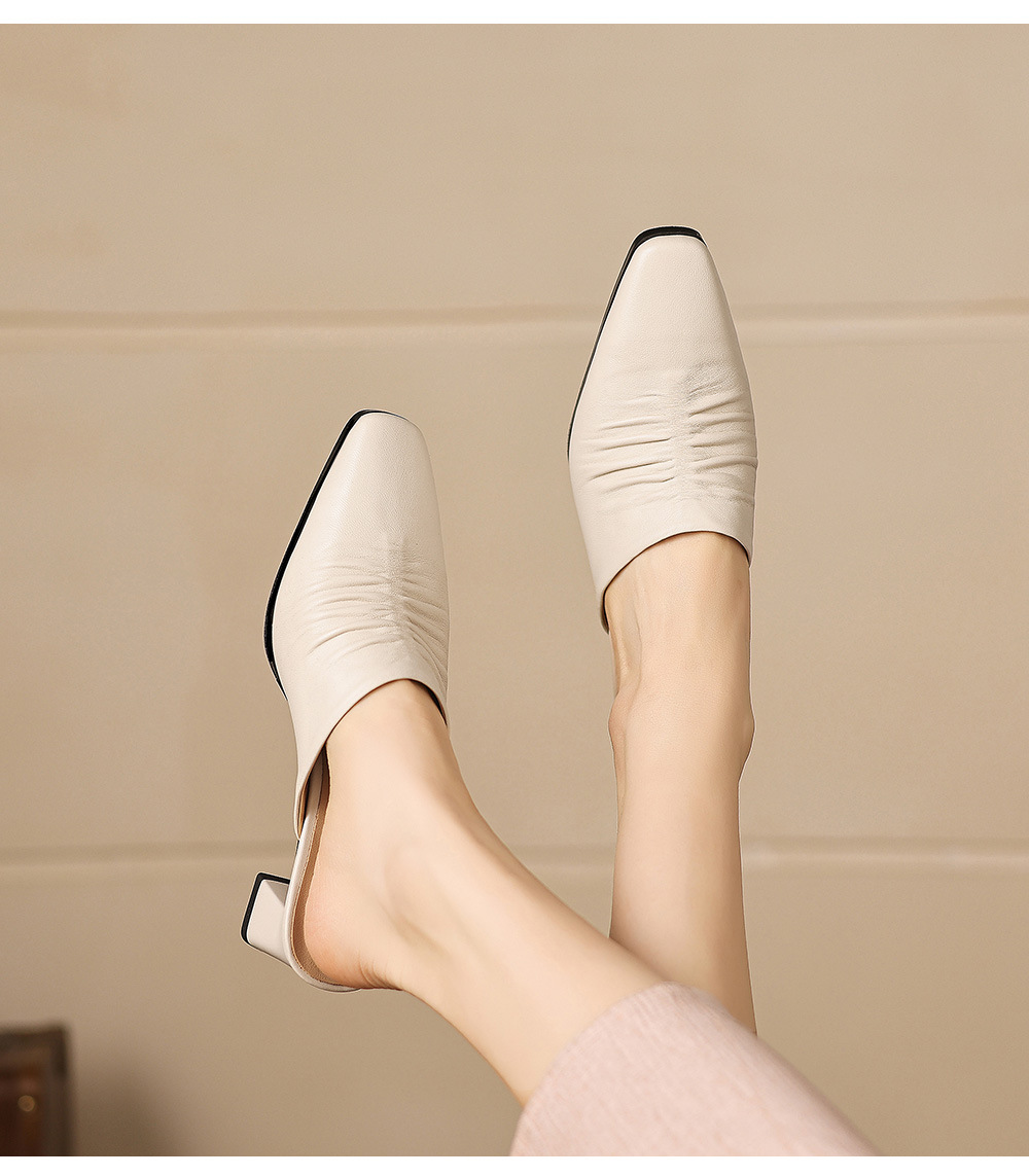Sandal cao gót nữ mũi kín gót hở, gót 5 cm — đen chi tiết 9