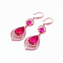 星芙奥俄罗斯紫金红石水滴形简约轻奢气质彩金镀玫瑰金豪华耳饰品