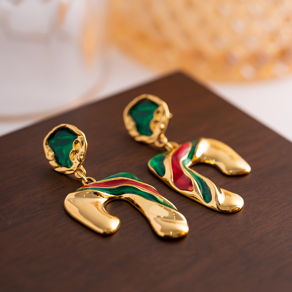 Retro U Shape Copper Plating Drop Earrings 1 Pair