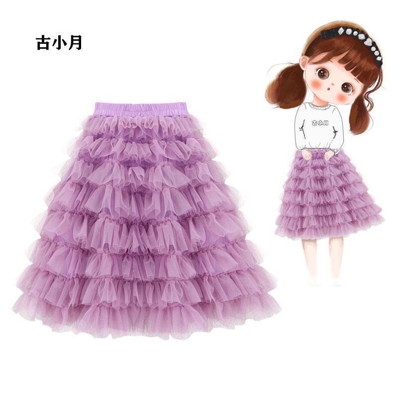 女童蛋糕网纱裙公主裙宝宝中大童仙女范甜美网纱中长裙可爱半身裙