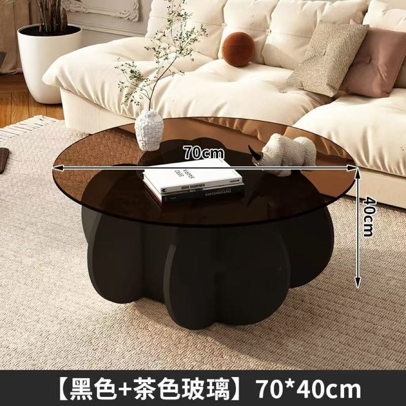 极简玻璃茶几轻奢现代茶几客厅家用小户型圆形网红ins 阳台小桌子|undefined