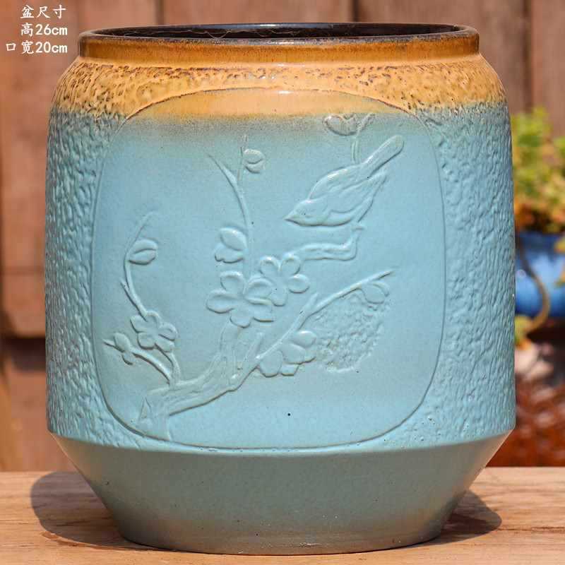 大口径グリーンダルシム多肉植物オオバコ紫大万百クリエイティブ陶器ポット粗い陶器砂土陶器ポット植木鉢大型レトロ|undefined