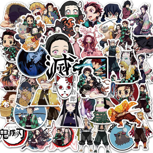 50 TV Anime Demon Slayer Cartoon Sticker Decals Motorcycle Luggage Decor Waterproof Removable Sticker