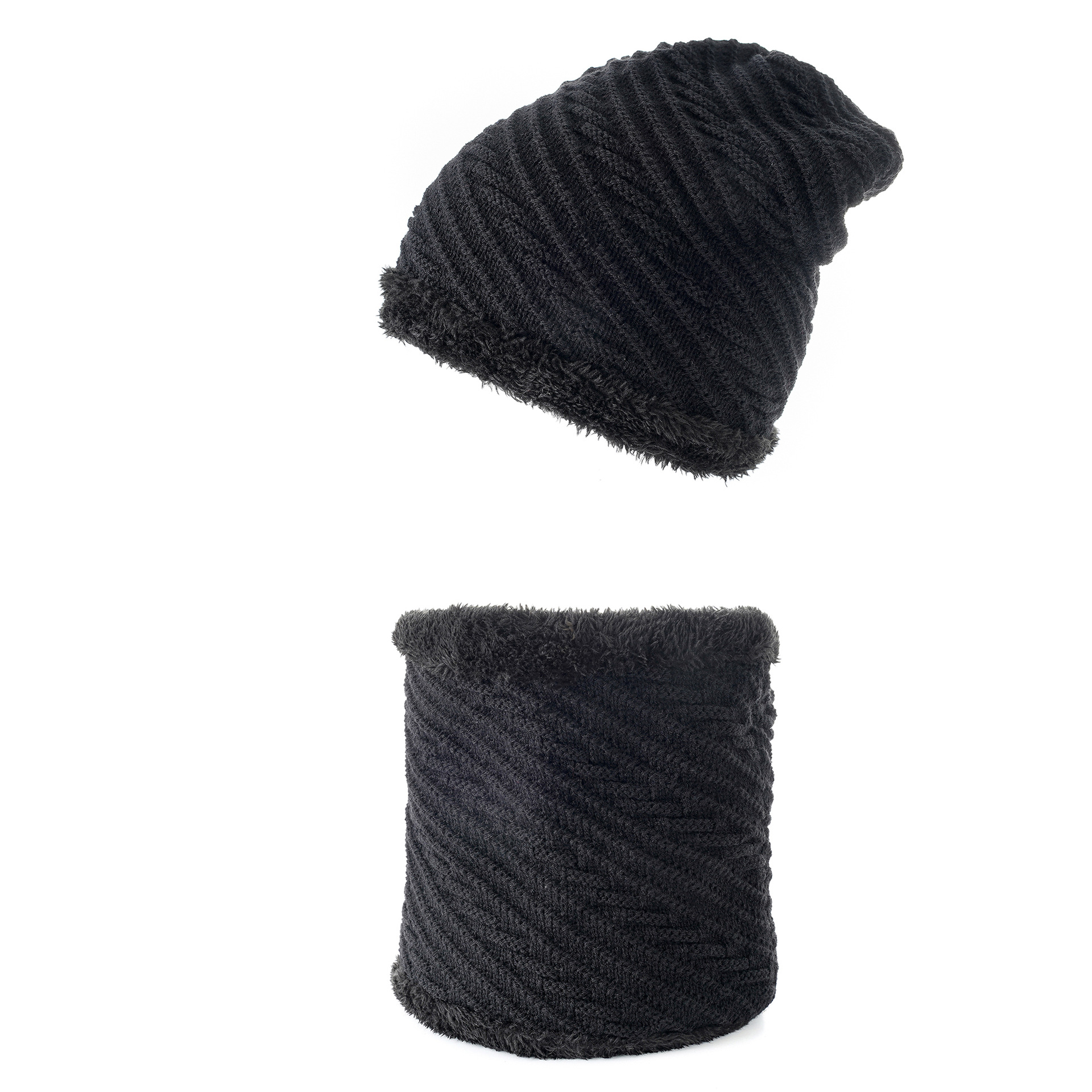 Otoño e Invierno con forro polar cálido sombrero de punto al aire libre sombrero de lana a prueba de frío sombrero de los hombres suéter sombrero bufanda traje de dos piezas image 4