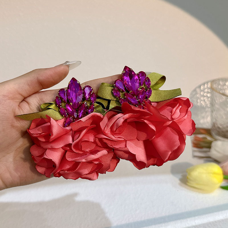Original Design Flower Cloth Handmade Inlay Artificial Gemstones Women's Ear Studs display picture 3