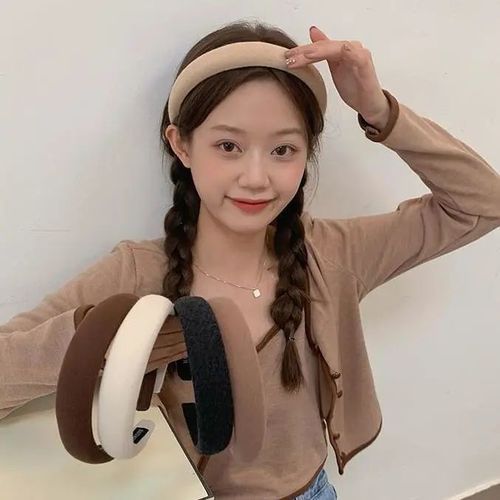 Retro sponge headband that increases the top of the head, Internet celebrity's same wide-brimmed headband, Korean version, French simple solid color hairpin hair accessory