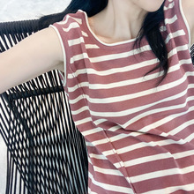 韩版夏季针织吊带背心女薄款宽松显瘦条纹打底衫短款上衣内搭外穿