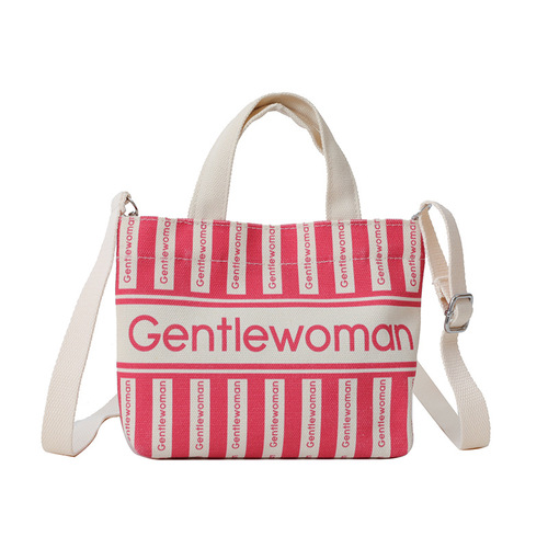 Cross-border wholesale fashion canvas mini shoulder crossbody small bag trendy new striped double-sided letter print handbag