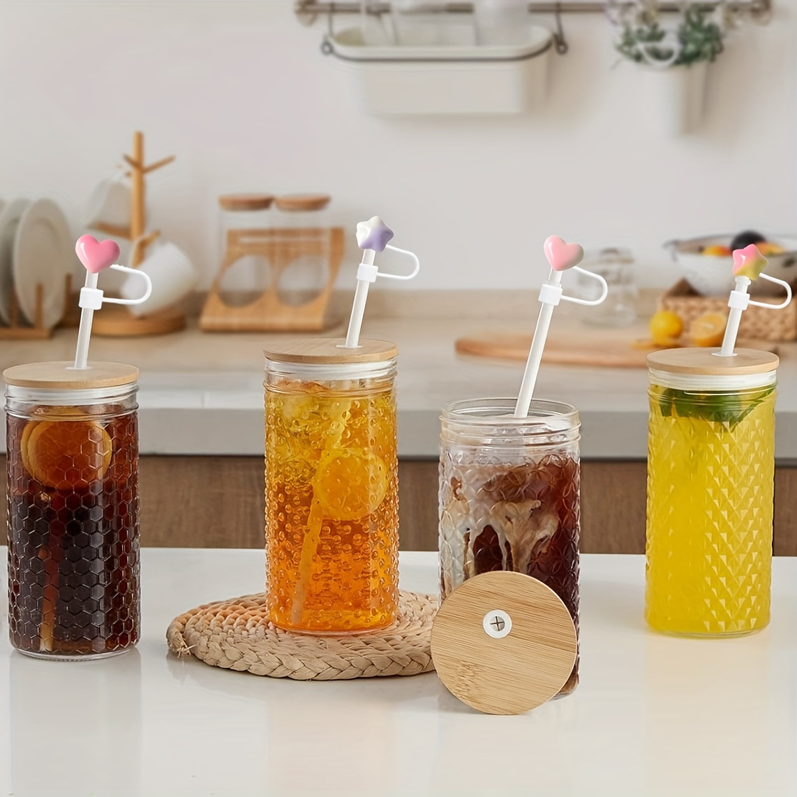 Transfronterizo amor gradiente mangas de paja de silicona se pueden repetir 10 mm lindos accesorios deportivos cubierta de polvo de goma suave estrella