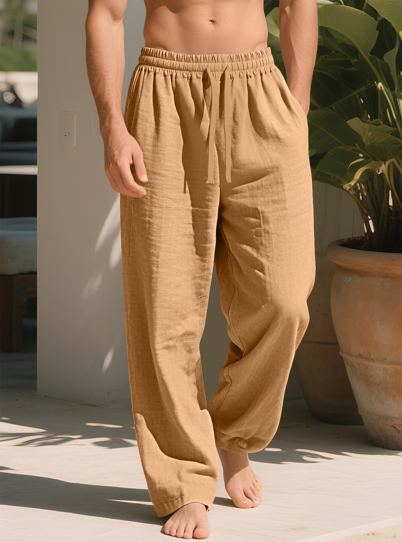 Transfronterizo TK Amazon spot nuevo otoño hombre europeo y americano de color sólido suelto rápido algodón seco rectas pantalones casuales