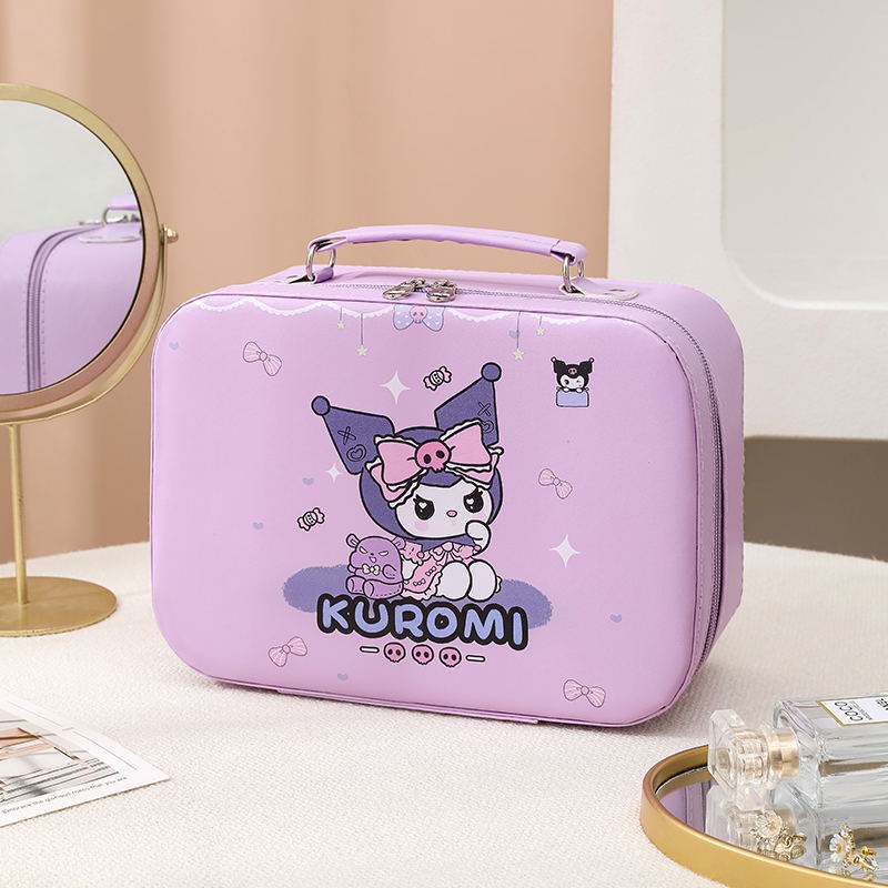 Estuche de cosméticos portátil Sanrio, estuche de cosméticos de gran capacidad, estuche de cosméticos portátil con dibujos animados de Kuromi