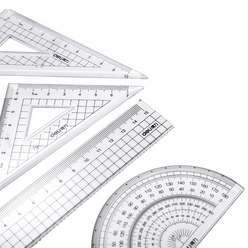 Deli 72004 set of rulers simple and transparent student exam drawing ruler triangle ruler protractor stationery wholesale
