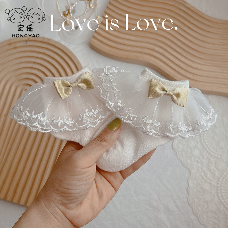 Carefully Selected Ultra-Thin Mesh Breathable Baby Girl Socks, Soft Cotton Socks for Girls, Lace Socks for Toddlers and Infants