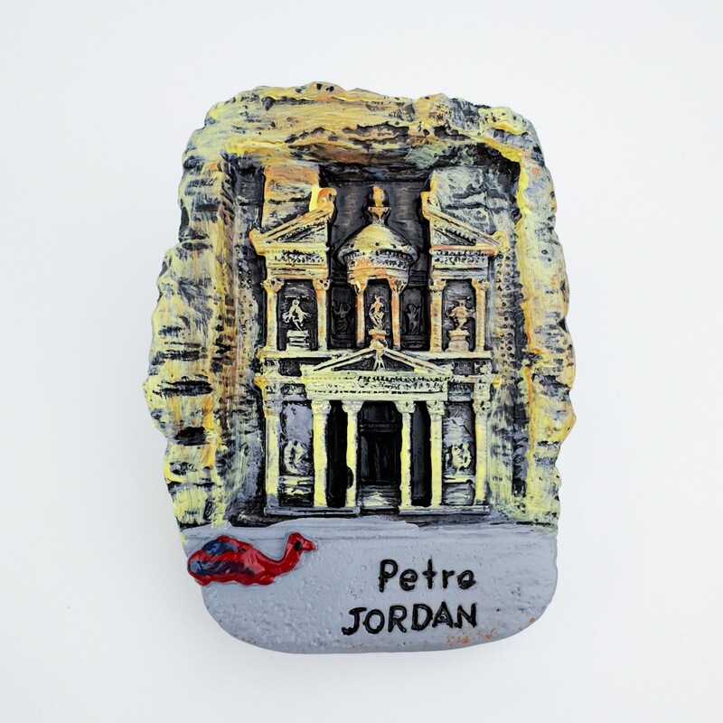 Resin Cultural and Creative Refrigerator Magnet Jordan Petra Ancient City Kazni Temple Three-Dimensional Magnetic Sticker Travel Souvenir