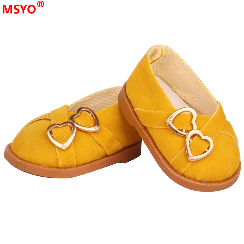18 pulgadas American Girl muñeca zapatos 43cm muñeca lindo arco amor lentejuelas zapatos muñeca zapatos de lona
