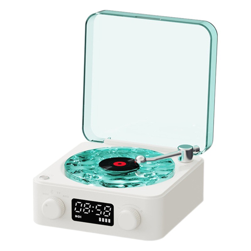 KAWOO abierto para escuchar el mar a través de la frontera, retro, ruido blanco, altavoz Bluetooth, tocadiscos de vinilo inalámbrico pequeño de alta calidad