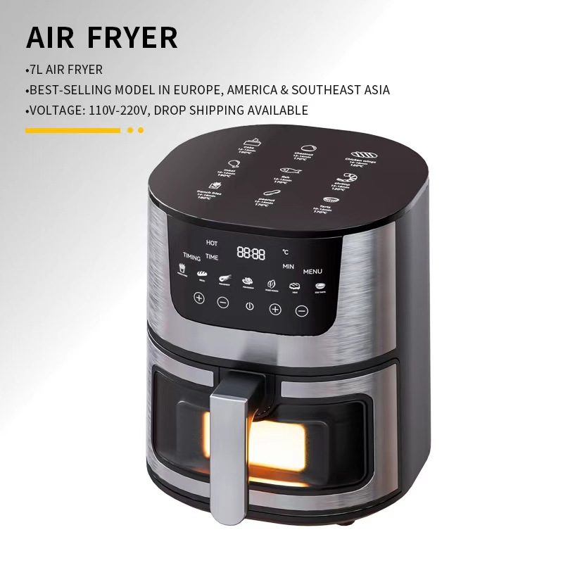 Cross-Border 7L Household Air Fryer Oil-Free Low-Fat Touch Baking All-In-One Machine Visual Window Oven Airfryer