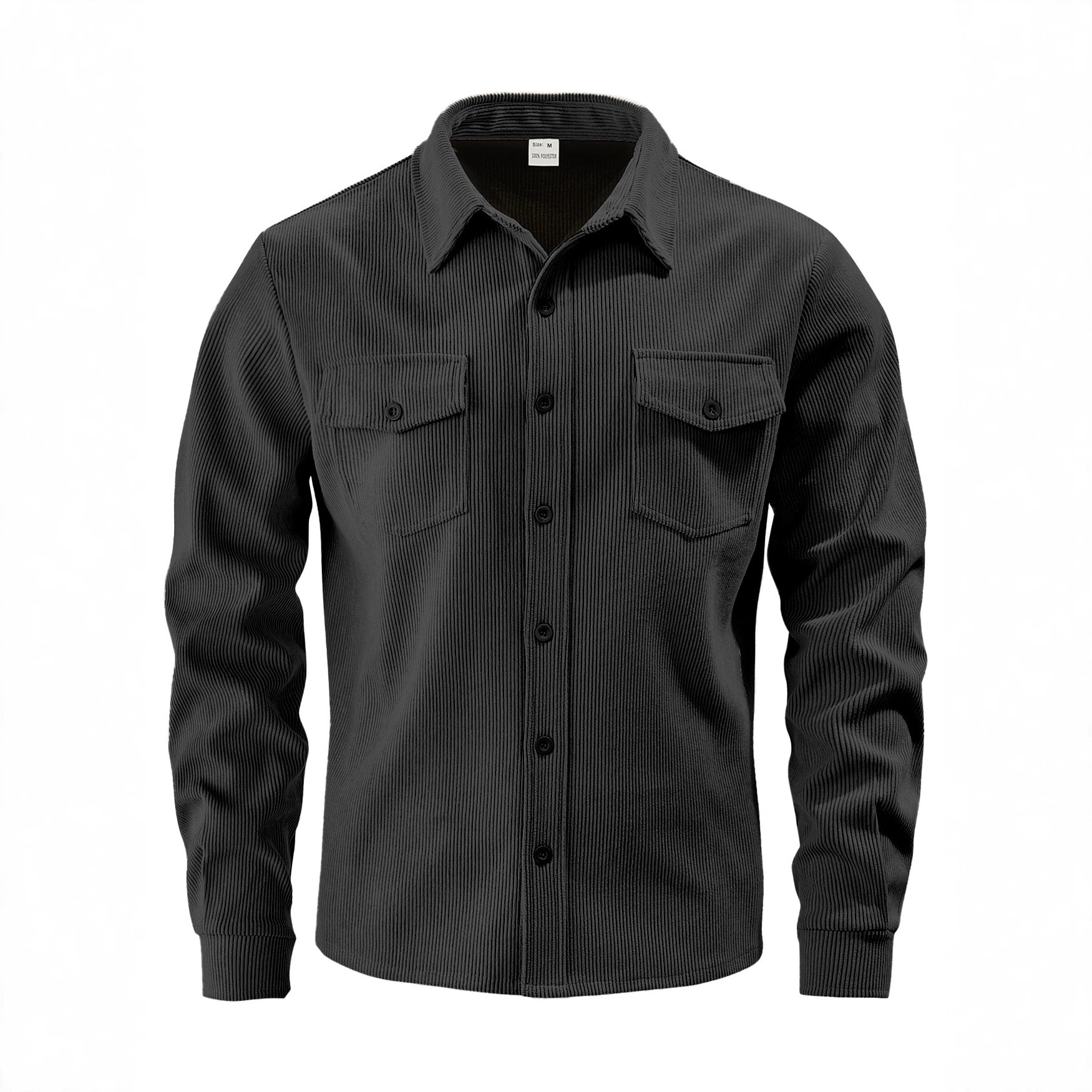Cross-border hombre de color sólido mecha camisa de algodón hombre Europa y América camisa casual de manga larga camisa de otoño y invierno chaqueta hombre