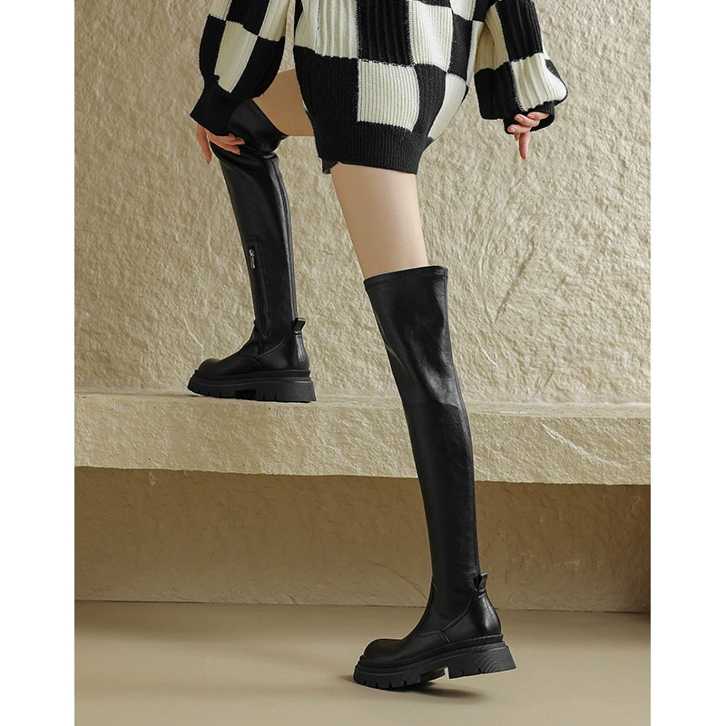 Demi-season elastic high boots platform