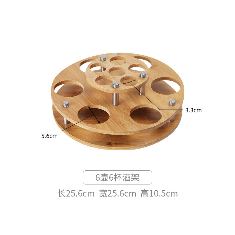 6 ollas redondas y 6 tazas de marco de madera