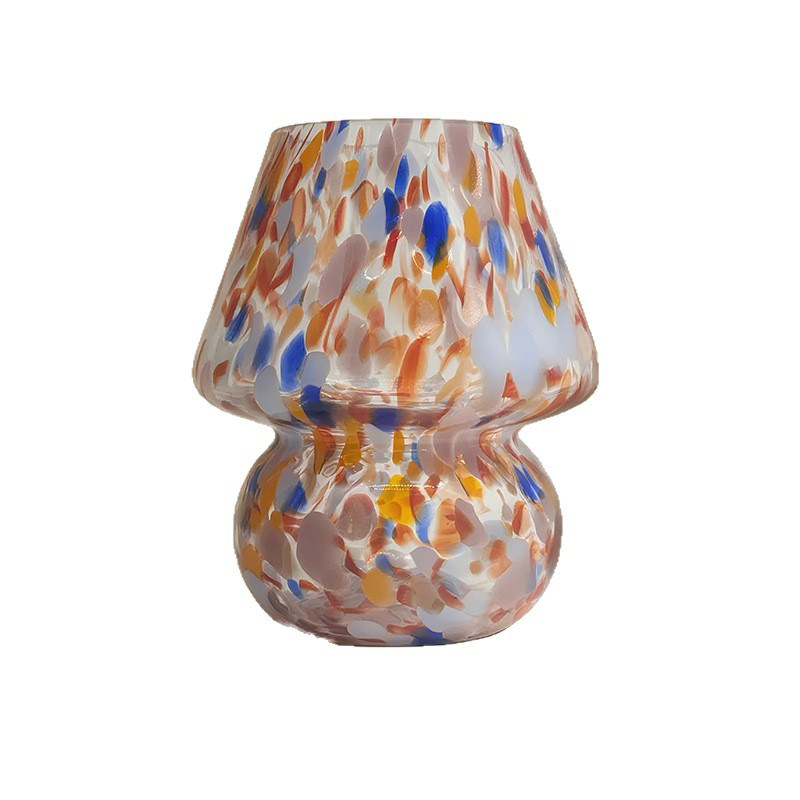 Lámpara de escritorio de hongo de vidrio creativo transfronterizo dormitorio estudio crema viento ambiente lámpara de cabecera de cama lámpara de noche amazona