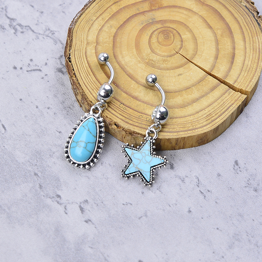 Turquoise Piercing Navel Ring Creative Retro Bullhead Cactus Style_voghion.com