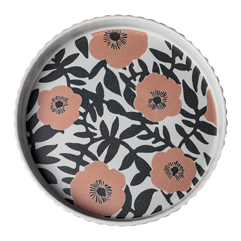 Flores de alto valor, plato de frutas de cerámica, plato casero, plato de frutas de Año Nuevo, plato de bocadillos, plato creativo de pies altos, platos de cubiertos