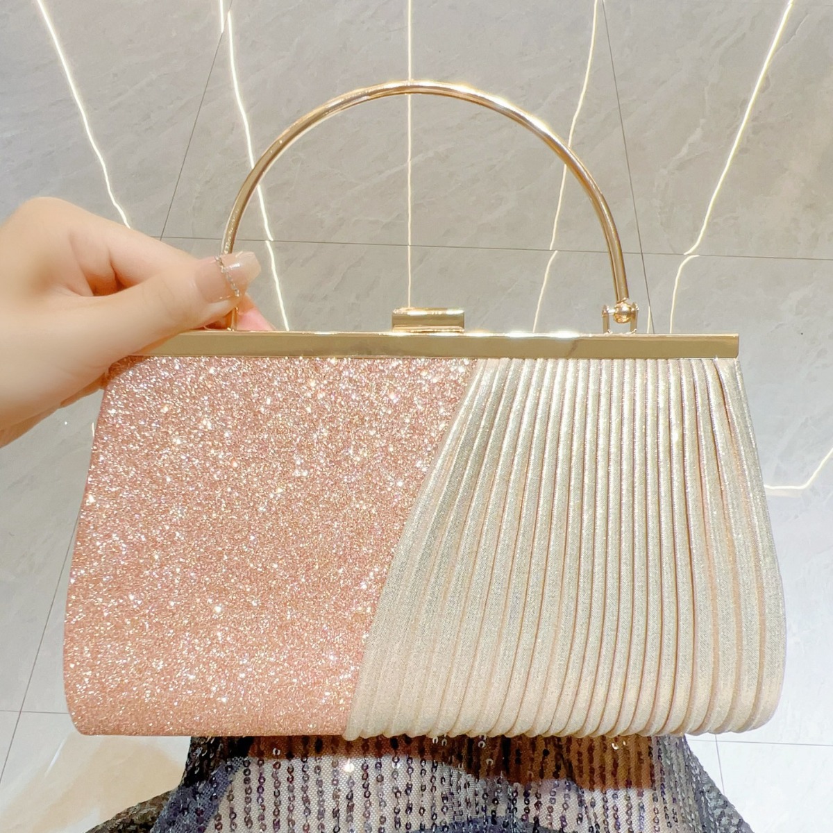 New Shiny Banquet Handbag Crossbody Dinner Dress Bag KTV Princess Bag Celebrity Handbag Large Capacity Women's Bag