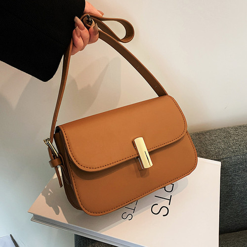 New autumn and winter retro saddle bag women's bag  new trendy fashion single shoulder armpit bag solid color simple bag for women