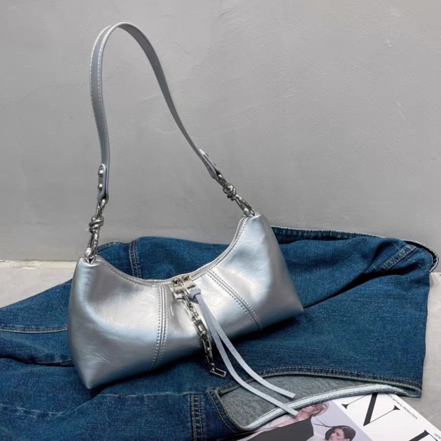 French Niche Design Women's Bag 2025 New Fashion Baguette Underarm Bag Textured Versatile Shoulder Bag - Thumbnail 2