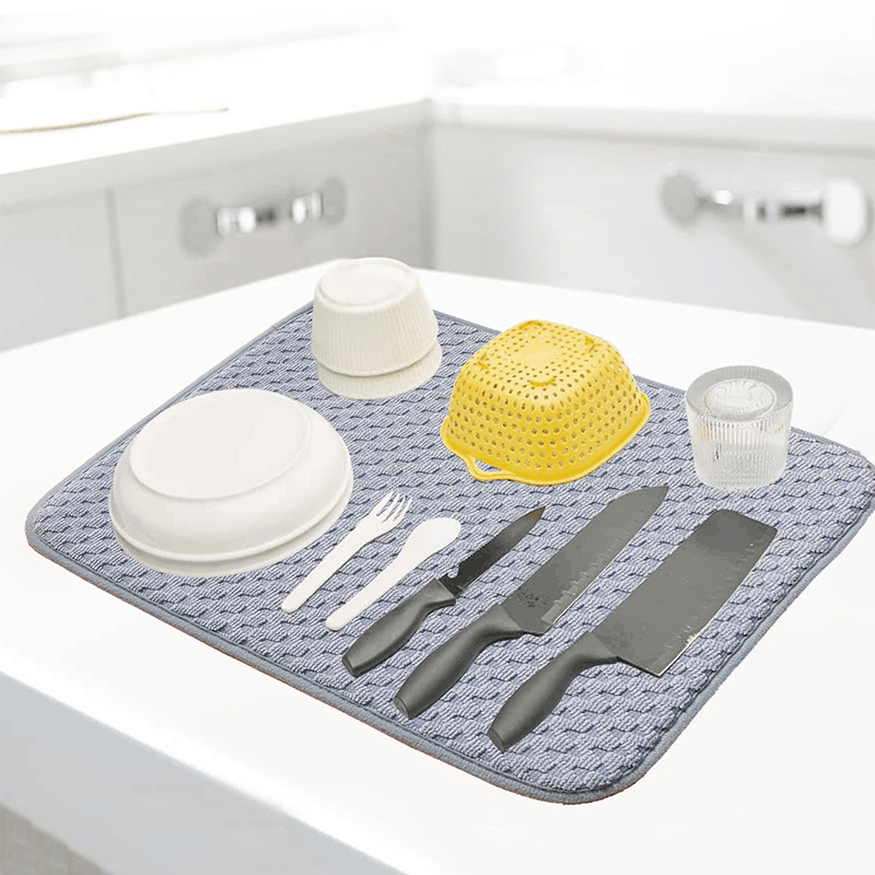 Cross-border Microfiber Absorbent Quick-drying Three-layer Draining Mat Kitchenware Tableware Water-filtering Drying Mat Household Kitchen Placemat