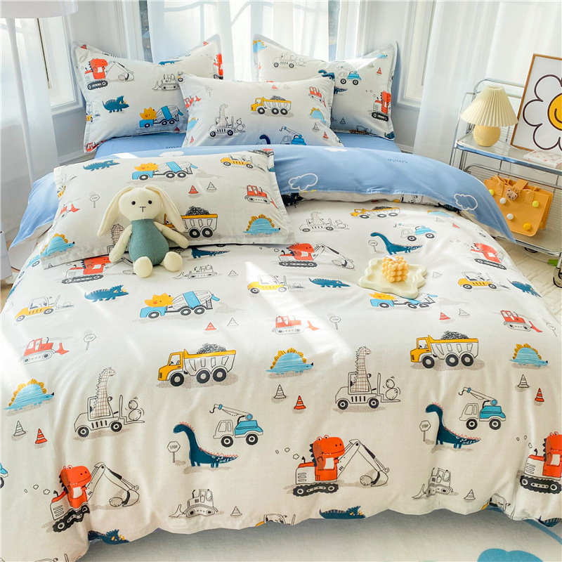 Un tipo de funda de edredón de algodón de algodón, funda de edredón, tela de una sola pieza, grado materno e infantil, funda de edredón individual, dibujos animados de verano