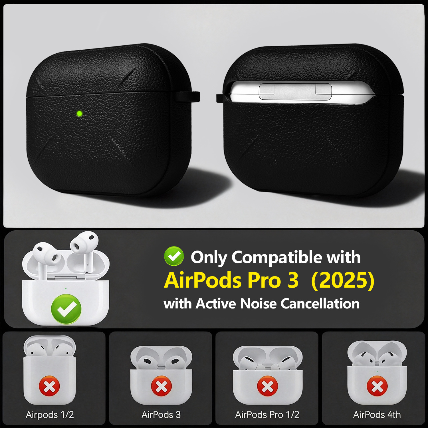 Premium Leather Airpods Pro 3 Case With Keychain And Cleaning Pen_voghion.com