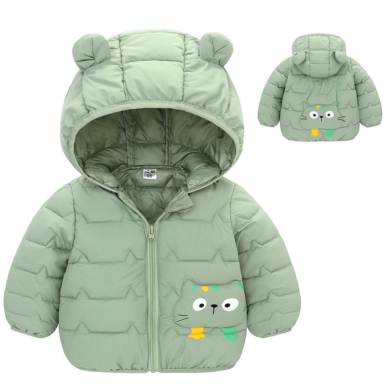 Otoño e invierno Chaqueta acolchada de algodón para niños patrón de dibujos animados para niños orejas con capucha chaqueta acolchada de algodón ligera chaqueta acolchada de algodón cálido