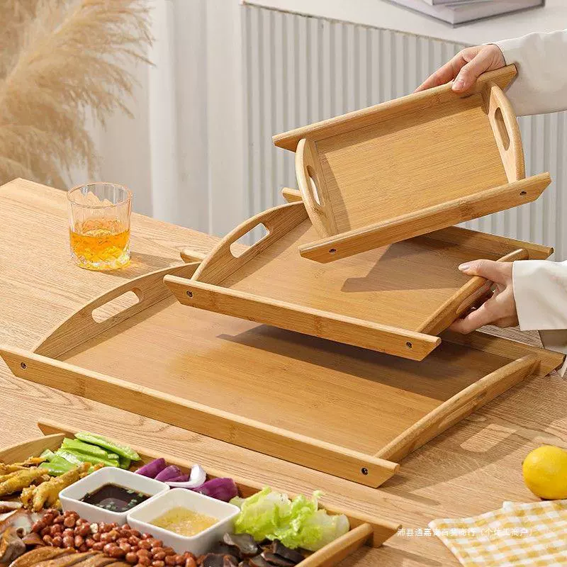 Деревянный поднос, бытовой чайный поднос, прямоугольный бамбуковый поднос, поднос для закусок, поднос для тушеного мяса в отеле, ручной поднос для мяса для барбекю, другие