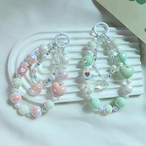Original Fresh Fruit Color Heart Crystal Glass Bead Necklace Pendant for Girls, Heartfelt Gift, Perfect for Bags and Accessories