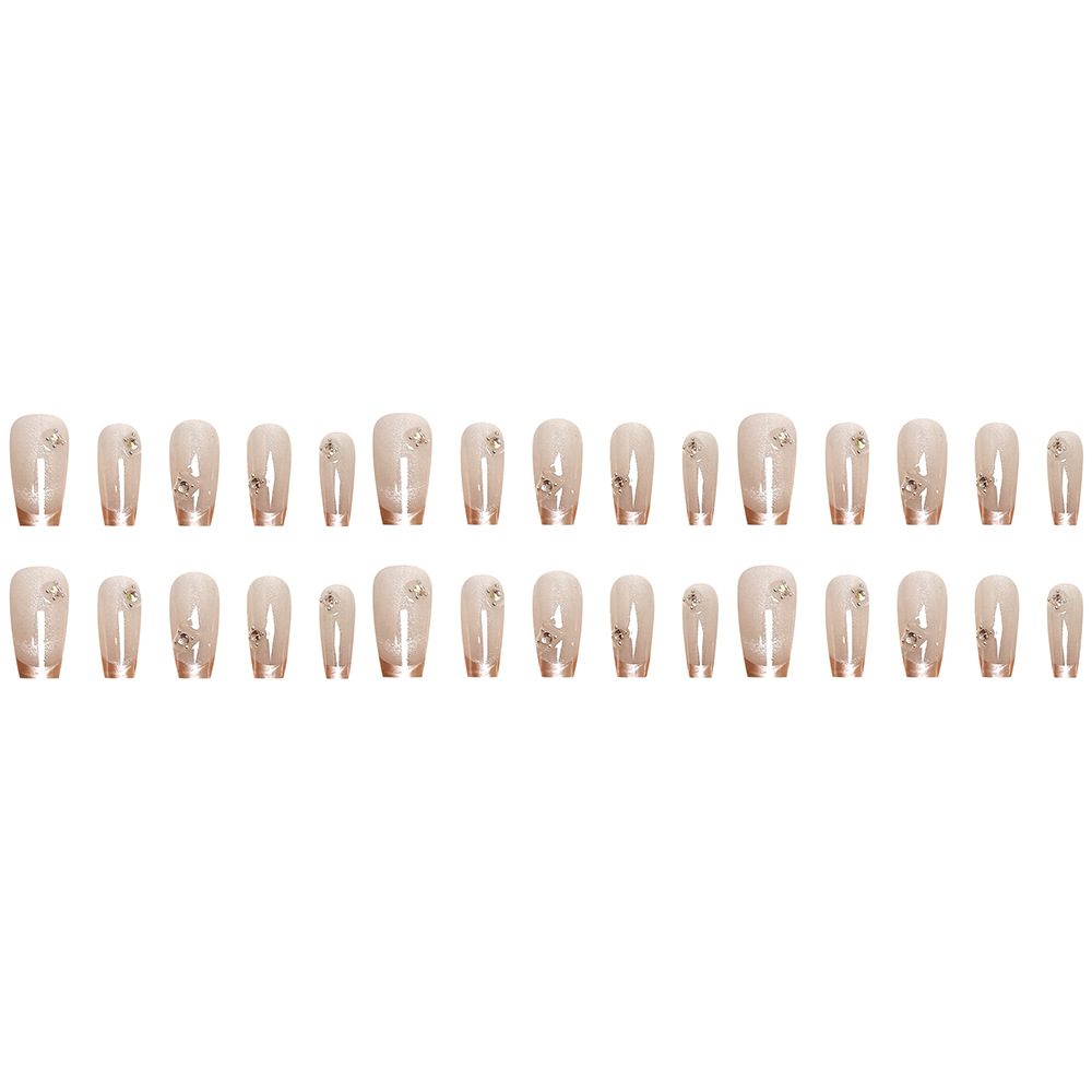 Piezas de uñas portátiles hechas a mano divididas simples, parches de uñas de diamantes en forma de escalera de moda, 30 piezas de uñas de ojo de gato en tiras