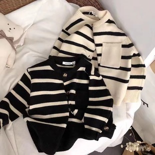 Spring 2025 new Korean children's sweater cardigan South Korea single-breasted knitted coat for boys and girls