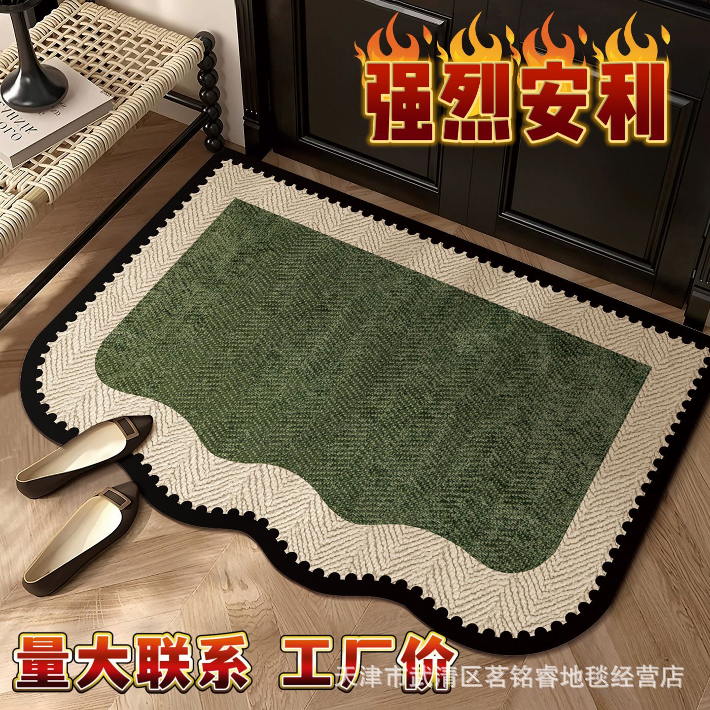 中古风地垫入户门垫高级感门口地垫家用耐脏防滑垫圈绒入户门地垫