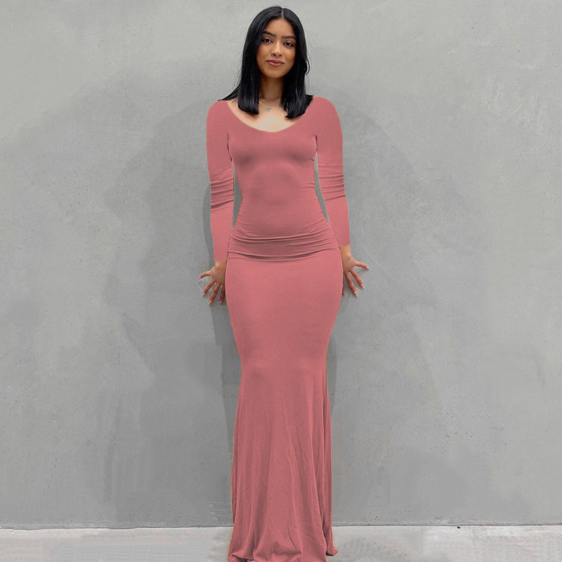 Europa y América transfronteriza nueva Kardashian desnata mono de las mujeres Vestido largo de comercio exterior casual SLIM-Fit de manga larga mono de casa image 3