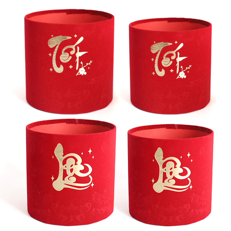 批发烫金绒布福桶越南文字福桶2件套年宵花新年抱抱桶材料厂现货