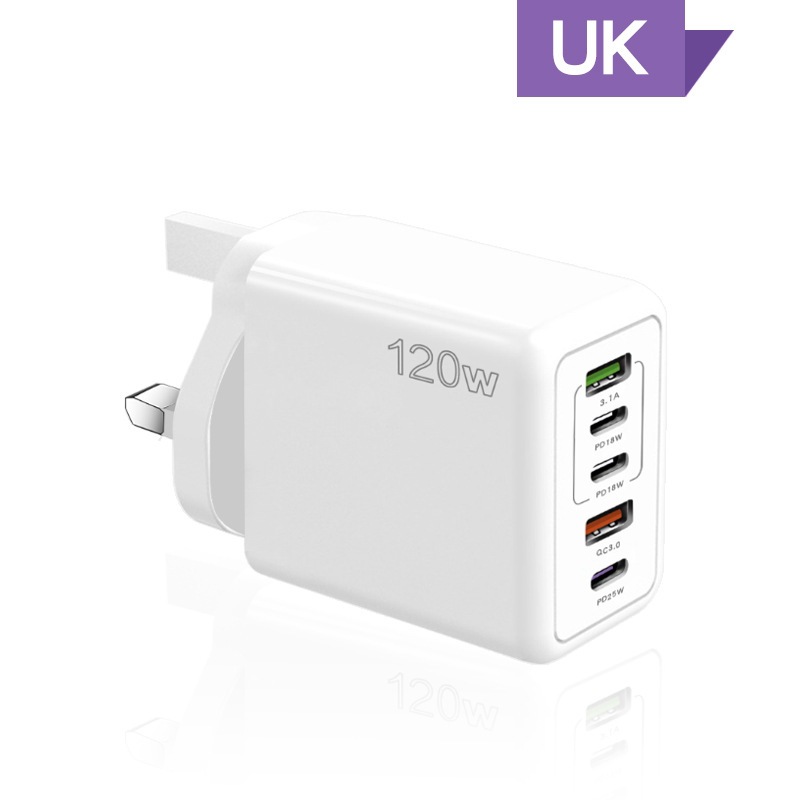 Cargador de carga rápido del teléfono móvil 120W tipo-c británico europeo y americano PD + USB para la cabeza de carga del multi-Puerto de Apple 15