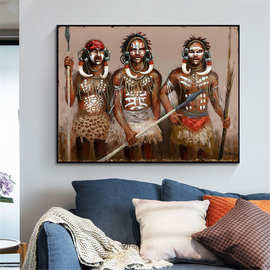 亚马逊爆款装饰画非洲女人侧面肖像画布绘画 喷绘画外贸壁画油画